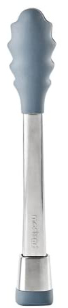 Mastrad Kitchen Tongs - Multi-Use - Serving Tongs - One-Handed Opening Mechanism - Stainless Steel Handle - Silicone Ends - Won't Scratch Pans - Grey - 12'' (A17614)
