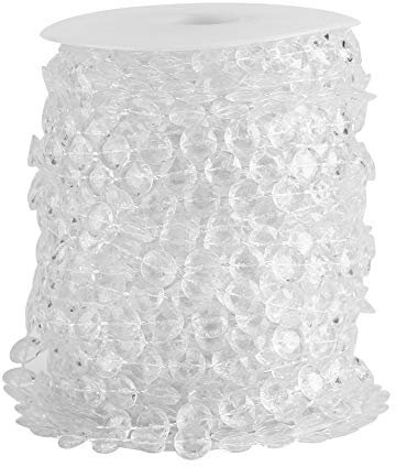 Crystals Girlande 30m Acryl Kristallähnliche String Perlen Kette für DIY Ornamente Handwerk Perlen Festival Party Decor Vorhang Hochzeit/Geburtstag/Party Dekorationen(Transparent)