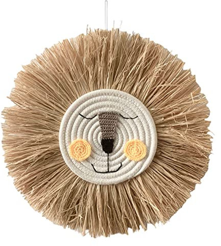Baoblaze Cartoon Wandbehang, Nordic Gewebte Wanddekoration, Löwe Tiger Vogelscheuche Wandbehänge, Baumwollfaden Anhänger Wandteppich für Kinderzimmer Wohnzimmer Küche Büro - ein