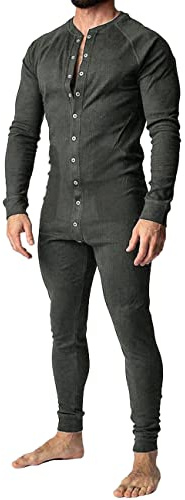 Herren Unterwäsche Kurzarm Strampler Overall Henley Jumpsuit Cotton Ramper | Stretchy Cotton Ramper,Onesie erwachsene,Henley Pyjama,Strampler Union Suit,Nachtwäsche Unterwäsche,Set sexy heißen