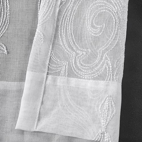 Five Queens Court Luxembourg Sheer Durchsichtiger Fenstervorhang, 241,3 cm, Silber, X, Polyester