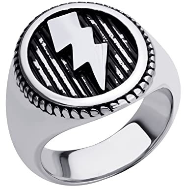 555Jewelry Edelstahl Flash Thunder Lightning Bolt Siegelring für Männer und Jungen, Metall, nicht bekannt