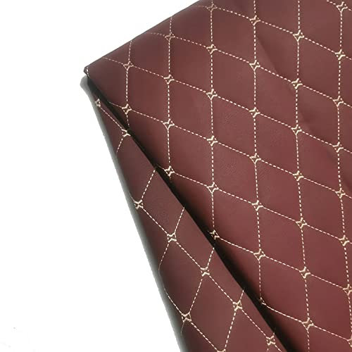 Yimihua Leder Stoff,Kunstleder Meterware Bezugsstoff Polsterstoff Lederoptik Kunstleder gesteppt kaschiert für Handwerk DIY nähen 1,4m breit (Size:4M,Color:Weinrot)