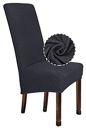 Chickwin Stuhlhussen XL Große Größe, Jacquard Stuhlüberzug 1 2 4 6er Set, Elastisch Stretch Universal Stuhlbezug Stuhl Protector Waschbar für Küche Hochzeit Hotel Bar (Dunkelgrau,6 Stück)