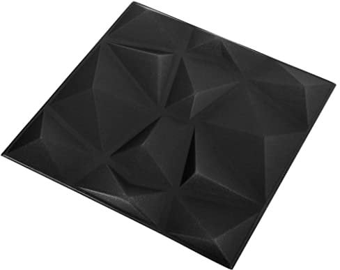 vidaXL 3D Wall Panels- Black Diamond Theme, 24 pcs, EPS Material, 50x50 cm Size, 6 m² Set Coverage, Water-Resistant, Easy Install & Clean, Wall and Ceiling Cover.