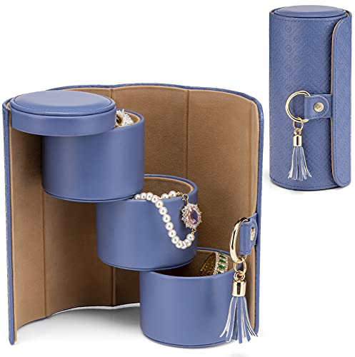 Vlando Schmuckkästchen Reise Schmuckkoffer Kunstleder Schmuck Organizer Aufbewahrungskoffer mit Ohrringen Halskette Ringe Periwinkle Korb, I.periwinkle Purple
