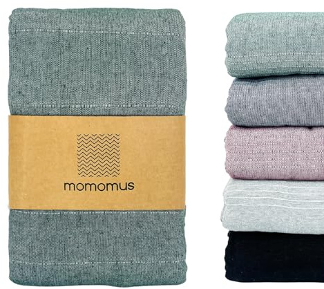 MOMOMUS Überwurfdecke, Sofaüberwurf 150 x 200 cm, Grün | Flach gewebter Bettüberwurf aus; für Sofa, Sessel oder das Fußende des Bettes
