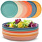 Worephu Lot de 6 assiettes à dîner légères et incassables en plastique réutilisables, 6 couleurs pour pizza/pâtes/collation/salade pour la maison, le bureau, le pique-nique, le parc
