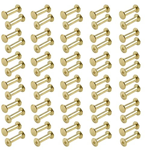 INCREWAY 60 Sets Chicago Screws Assorted Kit, 5mm x 20mm vis de reliure poteau Golden M5 Round Cross Head poteaux de vis de goujons Rivet à ongles poteaux de reliure de livre pour Albums Photo