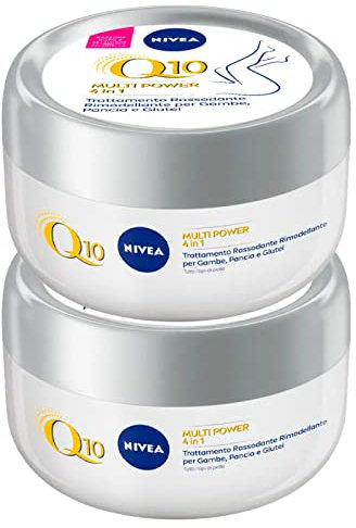 NIVEA Q10 Multipower 4in1 Körpercreme straffend und feuchtigkeitsspendend 24h straffende Behandlung für Beine, Bauch und Gesäß mit Coenzym Q10 und Soja-Extrakt - 2 Dosen à 300 ml