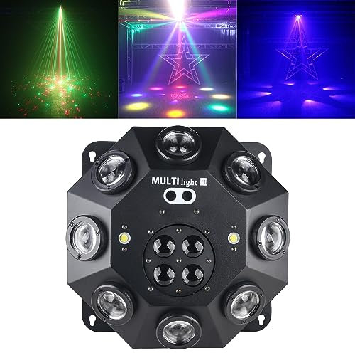Luz de cabeza móvil, 150 W RGBW 4 en 1 luces LED de escenario para DJ, luces de DJ con rotación infinita y sonido activado para bodas, fiestas de DJ y Live House