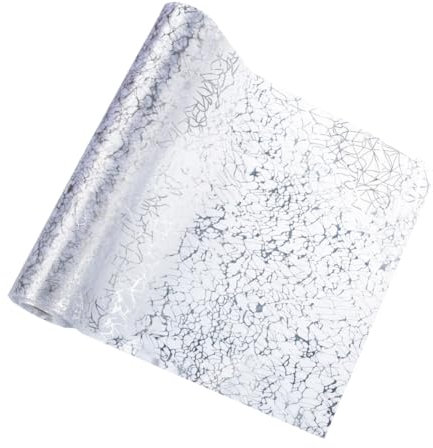 meioro 15m x 28cm Tischläufer, Silber DIY Tischläufer Rolle Polyester Mesh Tischband, Pailletten Glitter Metallic Tischdecke Dekoration Tischdeko für Event Party, Hochzeit, Geburtstage, Weihnachten