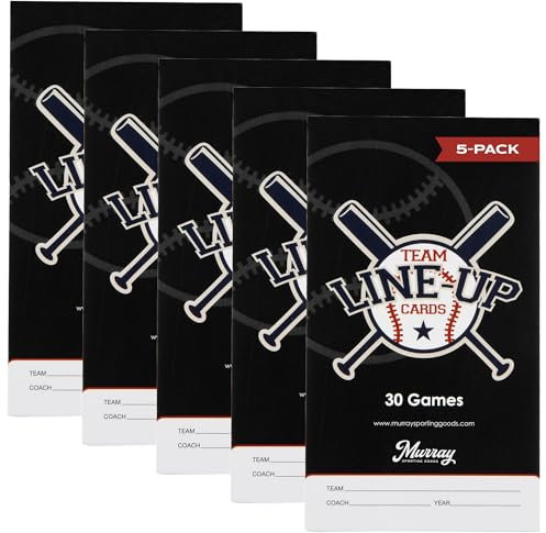 Murray Sporting Goods Baseball-/Softball-Aufstellungskarten – 30 Spiele mit 16 Spielern – (5er-Pack)