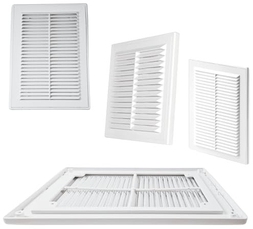 MYPURECORE White Air Vent Cover - Durable Louvre Grill with Insect Mesh - Wall Vents for Homes, Sheds, Tumble Dryers & Doors - Various Sizes (150mm x 150mm)