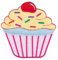 Muffin Rosa Cupcake Aufnäher - Gestickter Patch zum Aufbügeln oder Aufnähen, Applikation für Kleidung, Bügelbild für Kinder und Erwachsene, Größe 8,2 x 8,2 cm