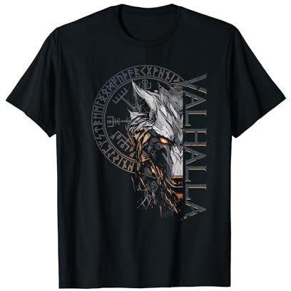 Walhalla Wolf Wölfe Odins Runen Nordischer Kompass Wikinger T-Shirt