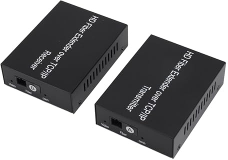 Annadue 20 Km HD KVM Glasfaser Extender, 1080P 60 Hz HDMI Glasfaser Extender auf TCP/IP Empfänger Bis zu 20 Km über SM Glasfaser, KVM HDMI Verlängerungskit über IP ohne Latenz.