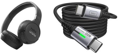 JBL Tune 660 BTNC On-Ear Active Noise Cancelling Kopfhörer Pure Bass Sound & INIU USB C Kabel, 100W [2m] PD3.0 Schnellladekabel USB C auf USB C