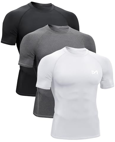 MEETYOO Kompressionsshirt Herren,Funktionsshirt Kurzarm Fitnessshirt Männer Sportshirt Atmungsaktiv Laufshirt für Laufen Jogging Sportshirt Turnhalle