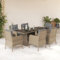 Gecheer 7-TLG.Garten Essgruppe mit Kissen,Gartenmöbel Set 6 Personen Sitzgruppe Outdoor Gartenlounge Set,Terassenmöbel Außen Set,Loungemöbel Outdoormöbel Rattanmöbel,Poly Rattan
