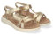shoes&blues.es 84279 Sandalias Planas de Mujer, Comodas y Elegantes, Diseno Moderno con Tiras Cruzadas en la Pala y Cierre Comodo de Velcro. Oro Talla 38