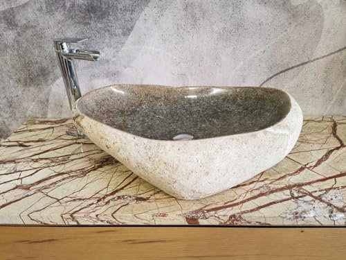 Évier à poser en pierre naturelle, taille XL, dimensions 67 x 48 x 17 cm, photos réelles du lavabo, éviers en pierre à poser