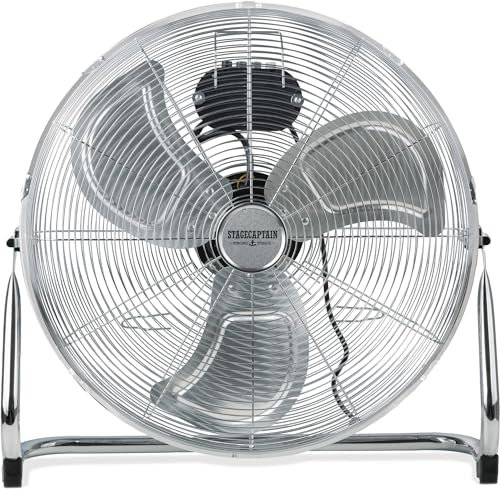 Stagecaptain FV-200 MkII 20 Bodenventilator 4x Set - 20 (51 cm) große Windmaschine - 3 Gebläsestufen - 120 Watt Leistung - 120° stufenlos neigbar - Verchromte Metallausführung - 1,6 m Netzkabel