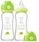 YOHKOH Weithals-Babyflasche aus Glas, Anti-Colic Glas-Babyflaschensets mit Ultra Soft Silikon-Sauger, für Neugeborene Babys ab 1 Monat (Grün1, 260ml (2er Pack))