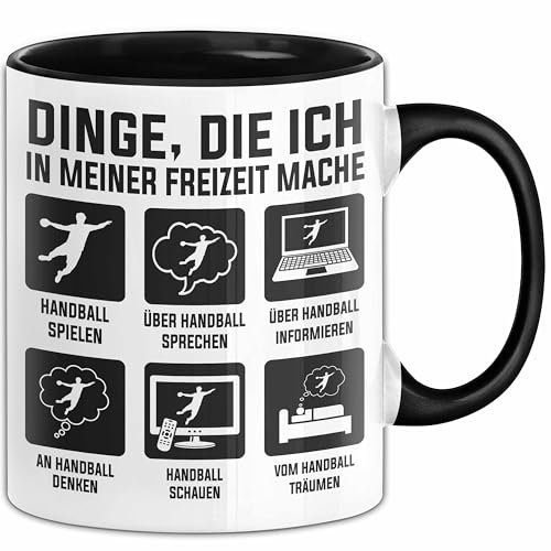 Dinge Die Ich In Meiner Freizeit Mache Handball Tasse Geschenk Handball-Spielergeschenkidee (Schwarz)