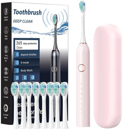 Dtaigou Elektrische Zahnbürsten für unterwegs, wiederaufladbare Zahnbürsten mit Etui,Elektrische Zahnbürsten - 40.000 VPM Tiefenreinigung, 6 Modi, Zahnbürste, Reiseetui im Lieferumfang enthalten,