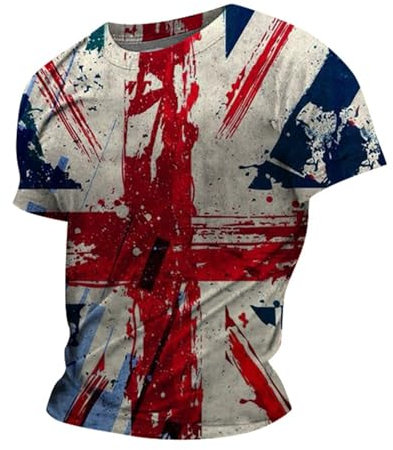 Men T Shirt England Flag Athlete Number Print Short Sleeve Round Neck T Shirt Football Country European Supporters English Tournament 2024 Footy Soccer Top(Men #0, M)