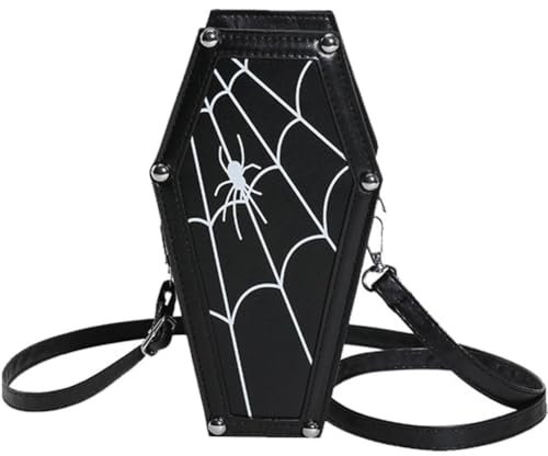 Abbdbd Gothic Pu Leder Tasche Sarg Form Umhängetasche Halloween Handy Geldbörsen Punk Schulter Tasche Handtaschen Für Frauen