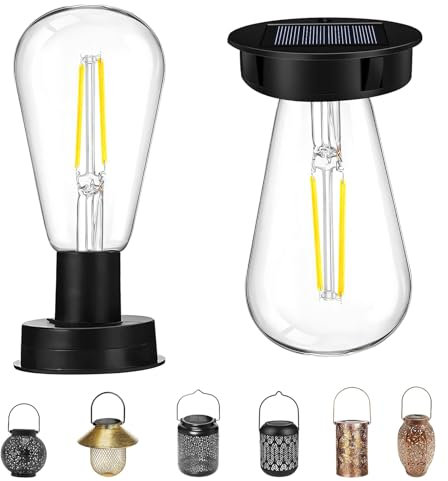Lot de 2 ampoules solaires de rechange - Panneau solaire de 7 cm - Lampe solaire de rechange avec ampoule LED claire - 600 mAh - Étanche - Pour lampes de jardin - Lanterne solaire - Décoration DIY (2
