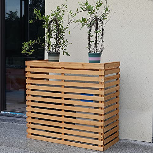 forestalk Wooden Air Conditioner Cover Air Conditioning Frame, Solid Wood Air Conditioner Cover, Flower Shelf Decorative Balcony, Outdoor Outdoor Host, Shielding Air Conditioning Cover 85X35X80Cm