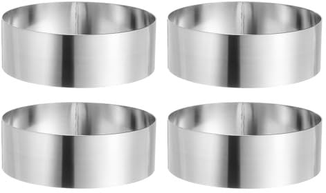 sourcing map 4PCS Round Cake Ring 6 x 2 Inch Seamless Stainless Steel Pastry Mousse Dessert Ring Mirror Coating for Baking Cooking Making Tool