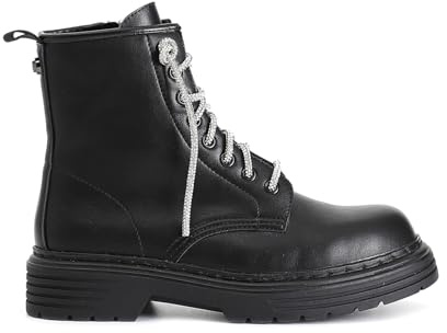 CafèNoir - Tronchetto Da Donna In Similpelle Con Lacci Strass, Da Donna, Colore Nero, Taglia 38