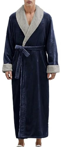 SRZYMJ Marine Herren Bademantel, Bademantel Herren, kuschelig weicher Bademantel Herren mit Kapuze aus 100% Baumwolle mit gefütterter Kapuze und samtigen Frottee - Velours XL Bathrobe Nachtwäsche