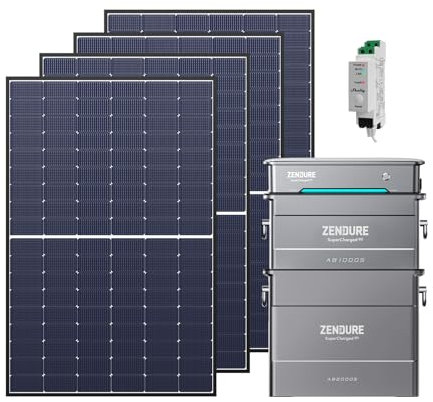 Zendure Solarflow Hyper 2000 avec AB1000S AB2000S Batterie 2 880Wh, avec Entrée Solaire 1800W, HUB Intégré(Unité de Contrôle Intelligente) et Micro Onduleur, Biface Panneau Solaire 2 236W