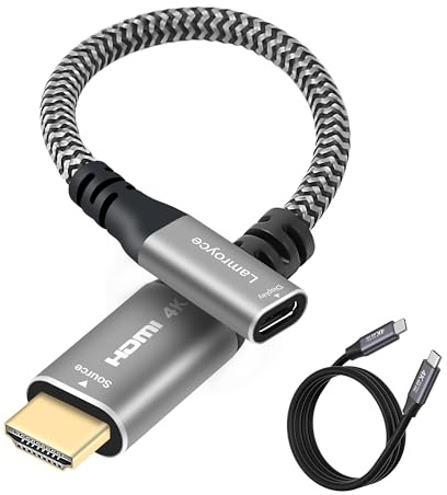 4K HDMI to USB-C Cable Adapter, Uni-Directional HDMI Male (Source) to USB Type-C 3.1 Female (Display) Converter with 1 USB C-to-C 4Feet cable Support 4K@60Hz Video PD,100W and 10Gbps Data Transmission