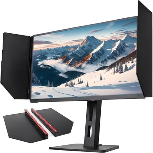 QYOEGSQ Desktop Computer Monitor Hood,Computer Displayshading Side Panel,Foldable Anti-Glare Video Monitor Hood Sunshade Sunhood, Support 180° Adjustment Angle, for 24-27-inch Laptops(1set)
