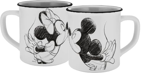 Mickey Kiss Sketch Mug Silver Grey Enamel Look 400 ml