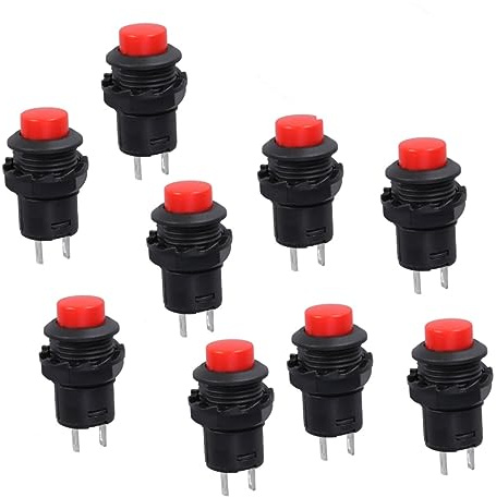 CHILDWEET 10piezas Interruptor De Autobloqueo Botón Pulsador Spst No De Pines Autobloqueo Para Interruptor De Boton y