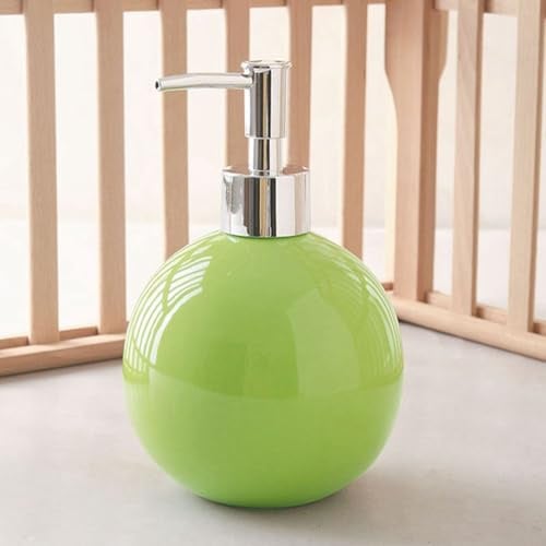 Keramik-Seifenspender für Badezimmer, Küche, Dusche, rund, kugelförmig, dekorativ, modern, minimalistisch, nachfüllbar, Handlotion, Pumpflasche für Flüssigseife, Shampoo, Lotionen, Grün