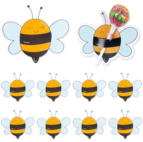 Lipfer 50 Stück Lutscher-papierhalter in Bienenform, Biene, Lutscher-paketkarten, Süßigkeitenverpackung, Lutscher-papierkarten Für Kindergeburtstage, Kindertagsparty