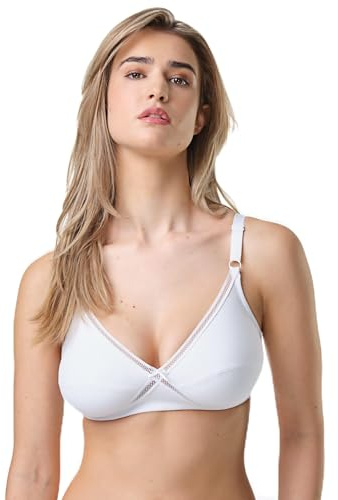 Spiman Reggiseno Mira in Cotone Elastico Senza Ferretto, Modello Incrociato Coppa B, 92% Cotone 8% Elastane, Spalline Regolabili