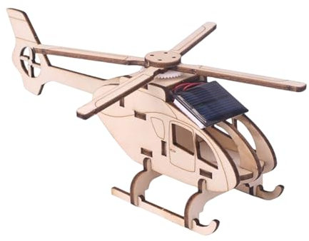 3D Holzpuzzle Hubschrauber mit Solarpanel – Bastelset für Kinder & Jugendliche | Pädagogisches Spielzeug zum Lernen von Technik, erneuerbarer Energie & Handwerk Anl
