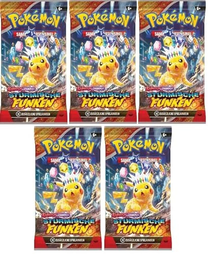 Pokemon 5X Stürmische Funken Booster Packs - Deutsch NEU & OVP und BB-Toy-Trades-Toploader