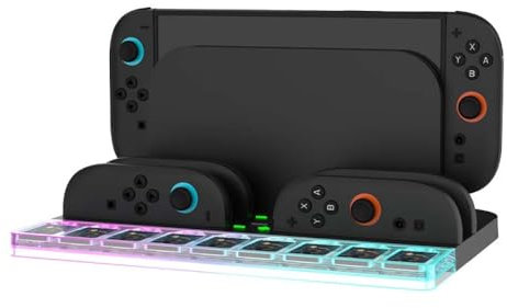 Charging Dock Station for Switch 2 with Cooling Fan & 9 Game Card Slots, Multi-Controller Charger Stand with RGB Lights for NS 2 Accessories