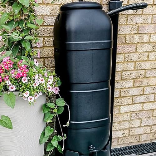 Made in the UK Garden Water Butt Kit, 100L Slimline Rain Tank with Stand and Filler Kit