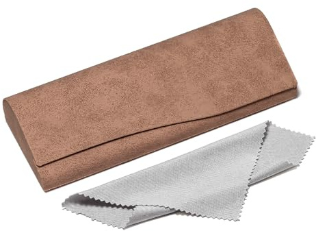 Suertree Leder Brillenetui mit Magnetverschluss Tragbare Brillenetui Box Sonnenbrillen Etui Hardcase Brillenetuis für Lesebrille